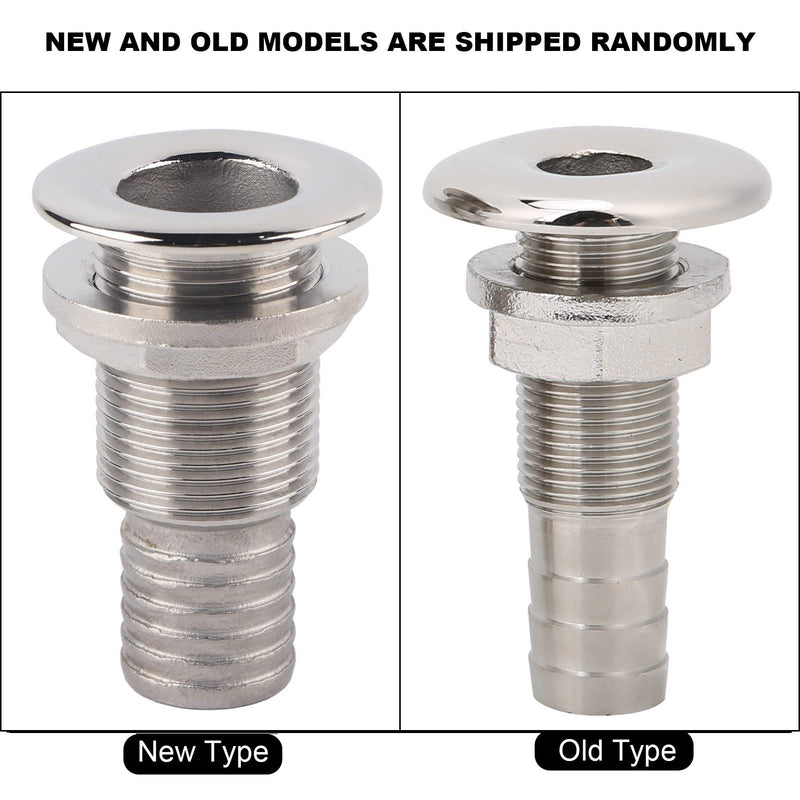 Tissting Thru-Hull Valve Fitting, 1" Boat Thru Hull Marine Straight Thru Hull Fitting 316 Stainless Steel Water Drain Outlet Plumbing Valve Hose Thru Drain Connector for Boat, Yachts(1in) 1in