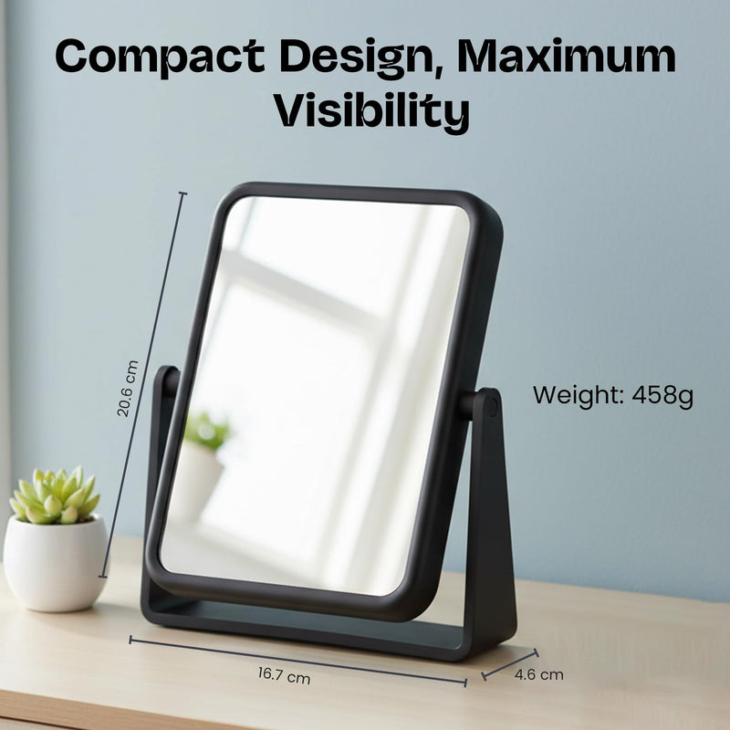 Danielle Creations Rectangle Soft Touch Vanity Mirror, Black, 1x/7x Magnifying Makeup Mirror with Stand, Portable Tabletop Bathroom or Desk Mirror Rectangular / Black & 1x/7x Magnification