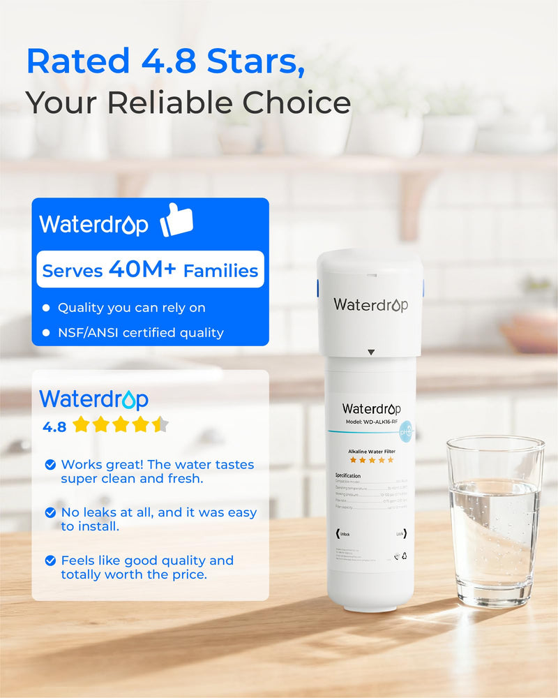 Waterdrop ALK16 Alkaline Water Filter System for Sink, Mineralizing Water