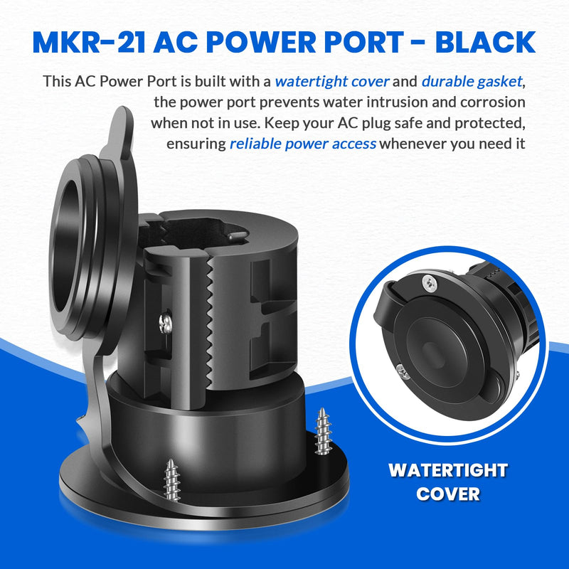 MKR-21 AC Power Port 1865108 for Minn Kota Onboard Chargers, Marine AC Charger Power Port with Waterproof Cover, Black