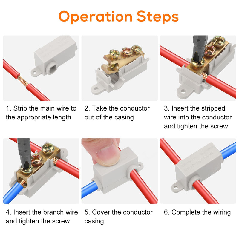 Linkstyle 10PCS 6 AWG Gauge T-Type Wire Connector Nut Kit, 80A Quick Wiring Connection Terminal, Splicing Quick Connector, Soft and Hard Wire Universal 6 AWG 80A