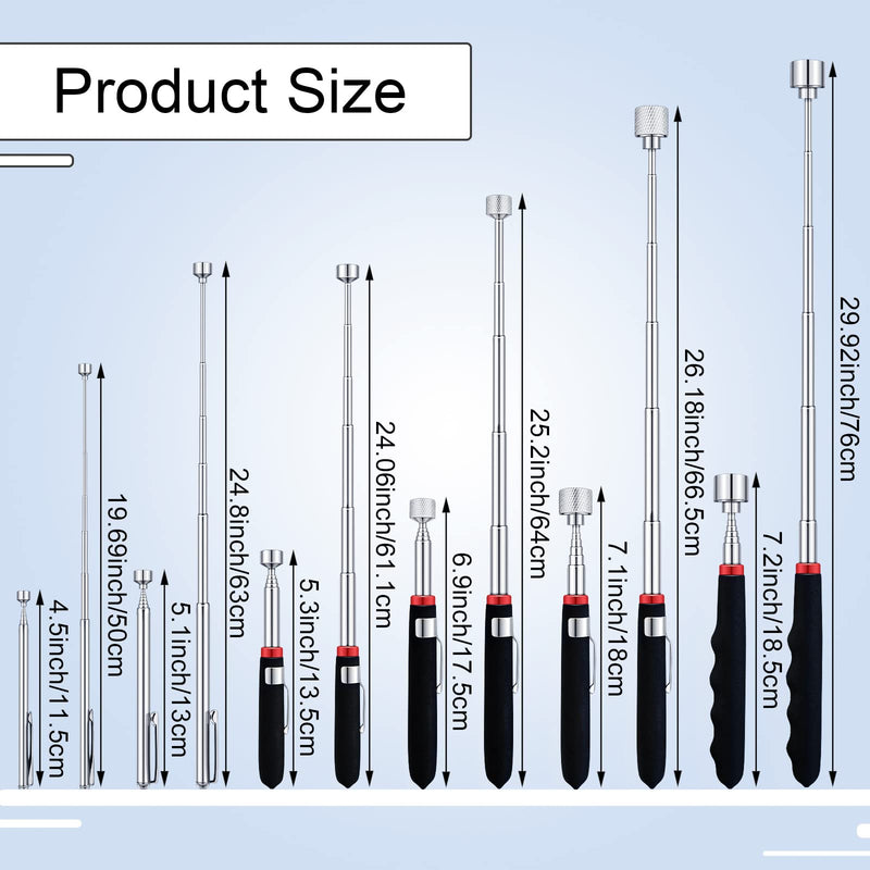 Frienda 6 Pieces Telescoping Magnet Tools, Extendable Telescopic Magnetic Pick up Tools Viewable Extendable Magnet Stick for Father's Day Birthday 1.5, 3, 5, 10, 15, 20 lb