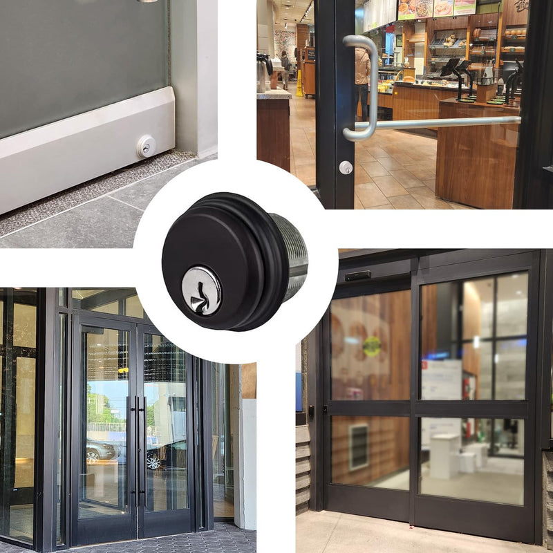 Storefront | Commercial | Glass Door | Mortise Key Cylinder with Keys Alike and Thumb Turn for Deadbolt, Deadhook, Hookbolt, Deadlatch Lock | Available in Aluminum and Duronotic Finishes (Aluminum)