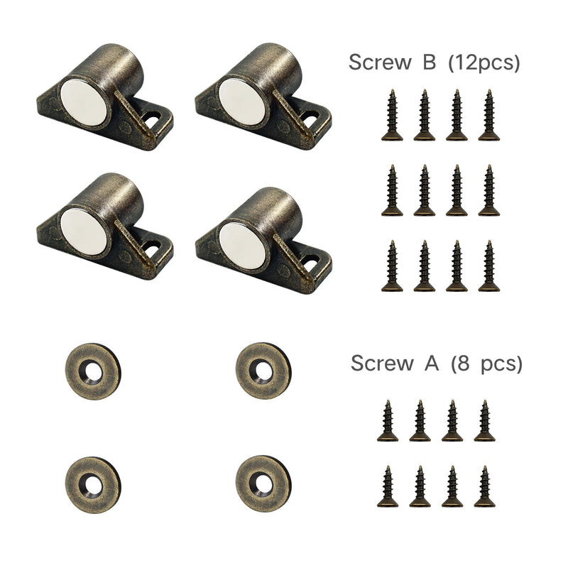 4 Pack Cabinet Magnets Strong, Magnetic Door Catch, Cabinet Door Closers, Magnets for Cabinet Doors Latches Hardware - Bronze 4