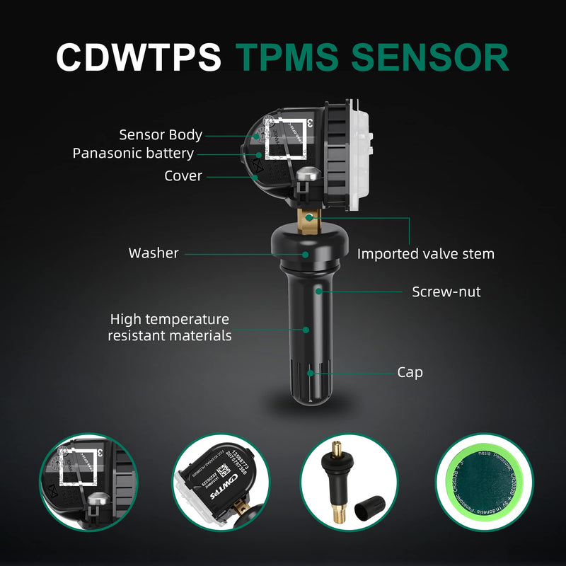 CDWTPS TPMS Sensor GM 4-Pack, 315MHZ Tire Pressure Monitor System for Chevy Silverado GMC Buick Cadillac Hummer Pontiac GM SAAB Saturn Replace#13598771,13598772,13586335,13581558,20923680 13598772 four sensor