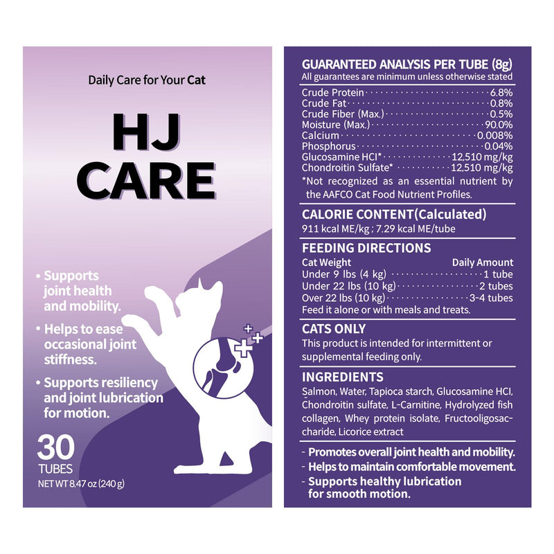 Doctor By HJ Care Cat Joint Supplement Hip&Joint Care Glucosamine for Cats Arthritis Pain Relief with Glucosamine & Chondroitin 30 lickable Formula Individually Packaged, Salmon (1 Pack)