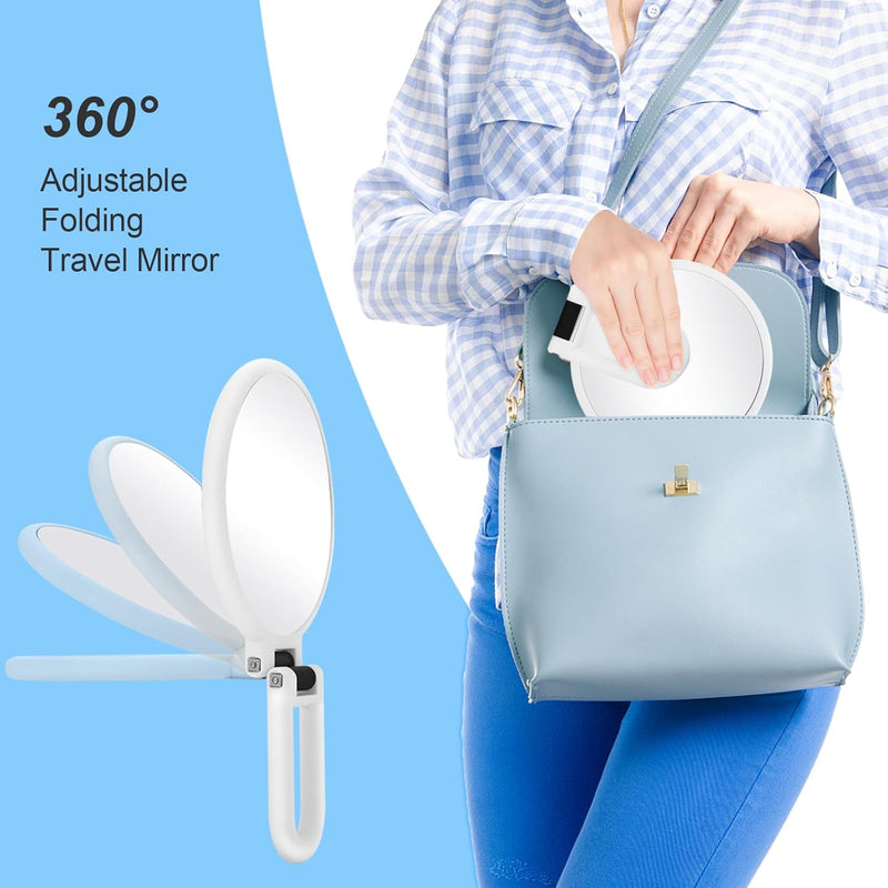 Hand Mirror, Equal and 30X Double Sided Magnifying Mirror, Travel Folding Hand Mirror, 6.0 inch (15.2 cm), Double Sided Makeup Mirror