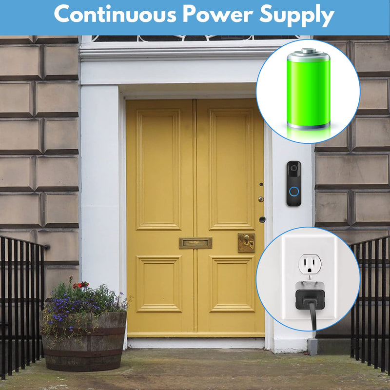 ALERTCAM Power Adapter for Blink Video Doorbell (Replace Battery), Doorbell Transformer with 16.4ft/5m Weatherproof Cable Continuously Charging Your Video Doorbell Black