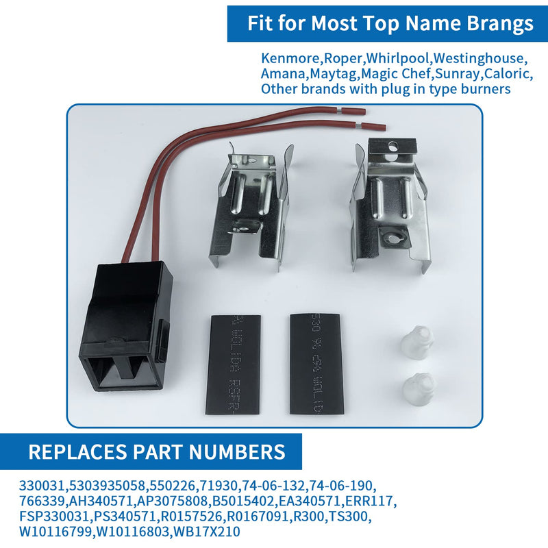 2 Pack ERR117 Range Stove Element Plug Receptacle Block Terminal Compatible with Whirlpool Kenmore Electric Stove Range Burner Receptacle Kit 330031 814399,5303935058,RR109,AP3075808,6130-115