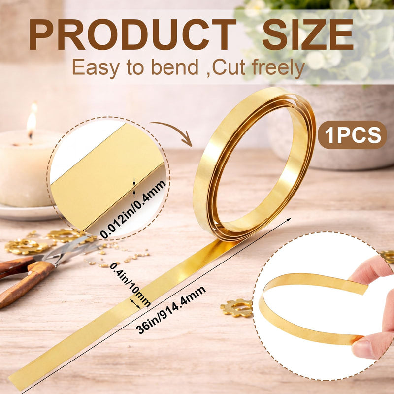 Zonon 5 Pcs Brass Strips, Brass Shim Stock Assortment 36" Length x 0.39" Width x 0.01" Thickness for DIY Crafts, Decorative Arts, Jewelry Making, Model Building and Electrical Applications 0.01 x 0.39 x 36 Inch
