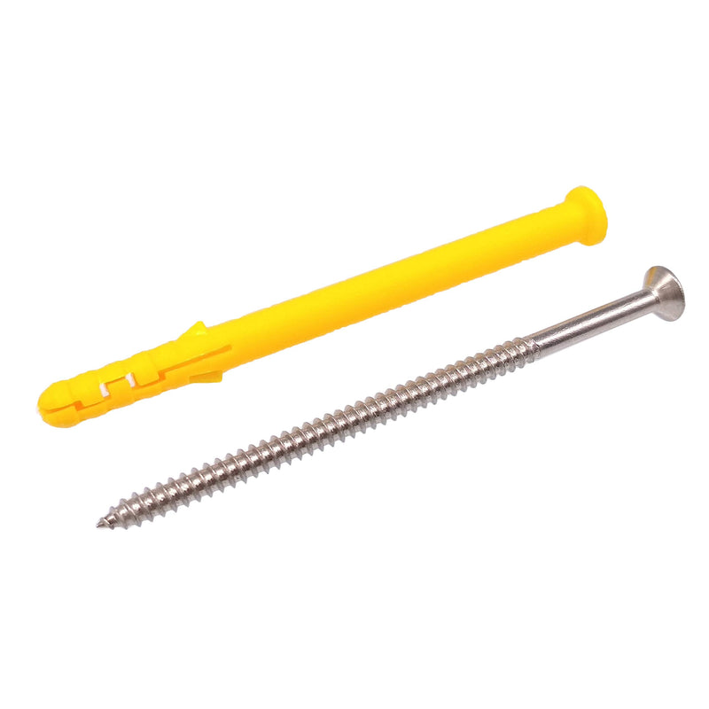 Yodaoke 50pcs 304 Stainless Steel M4 x 80mm Phillips Flat Head Self Tapping Screws and 6 x 80mm Plastic Drywall Ribbed Anchors