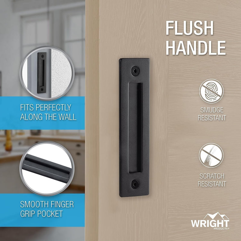 Wright Products Barn Door Handles Set, Matte Black Sliding Barn Door Hardware Kit, 1 Pack