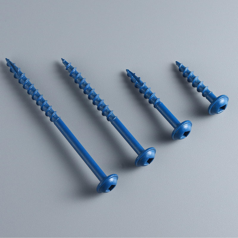 Pocket Hole Screws 1 1/4 Inch, 150Pcs, Anti-Rust Blue Coated Pocket Screws #8 x 1-1/4", Exterior Wood Screws, Coarse Thread, Washer Head Square Drive, Self-Tapping Tip, with Drive Bit #8 x 1-1/4" 150