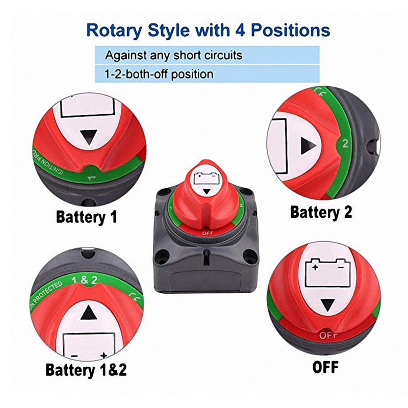 6-60V Battery Disconnect Switch Isolator for Marine Boat Car RV ATV UTV | 200A/275A Heavy Duty Waterproof Dual Battery Disconnect Switch Kill Isolator for Marine Boat Car RV ATV UTV ASW-A701S Model 2