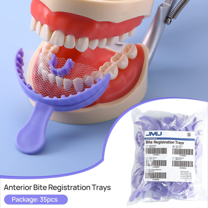 JMU Anterior Bite Registration Trays 35 Pcs, Purple Disposable Dental Impression Trays