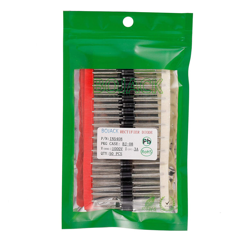 BOJACK 1N5408 Rectifier Diode IN5408 3 A 1000 V DO-201AD Axial 5408 3 amp 1000 volt Electronic Silicon Diodes (Pack of 50)