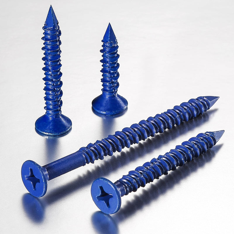 WenSilon(30 PCS) 1/4"x1-3/4 Concrete Screw Anchor Blue Flat Head for Anchoring to Masonry, Block or Brick Stucco 1/4"x1-3/4" 30