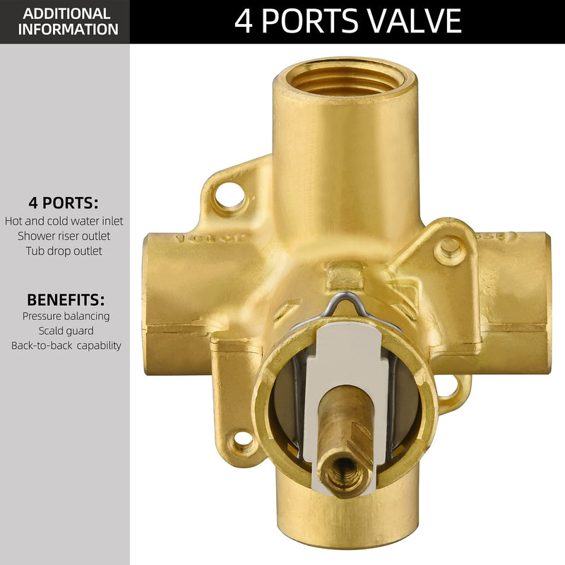 Pressure Balancing Shower and Tub Valve, Compatible with Moen Posi-Temp Trim Kit