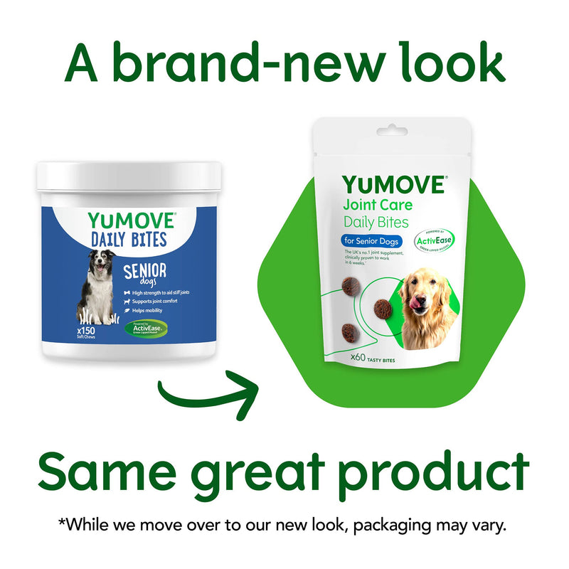 Lintbells YuMOVE Daily Bites For Senior Dogs | High Strength Hip and Joint Supplement Designed for Older, Stiff Dogs, with Glucosamine, Chondroitin, Green Lipped Mussel | Aged 9+ | 60 Chews, White 60 count - PawsPlanet Australia