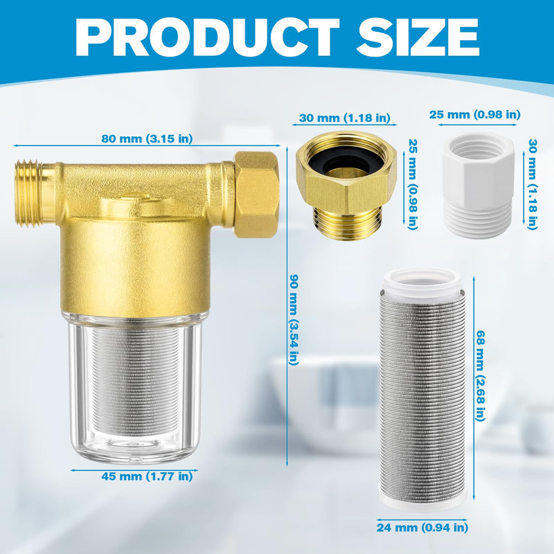 Gerrii 1 Pack Brass Washing Machine Water Filter Reusable, Gold