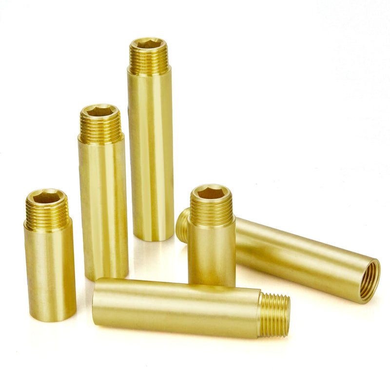 2", 3", 4" Length Brass Pipe Extender, 1/2" NPT Pipe Fittings Long Nipple Yellow 2",3",4" (6 PCS)