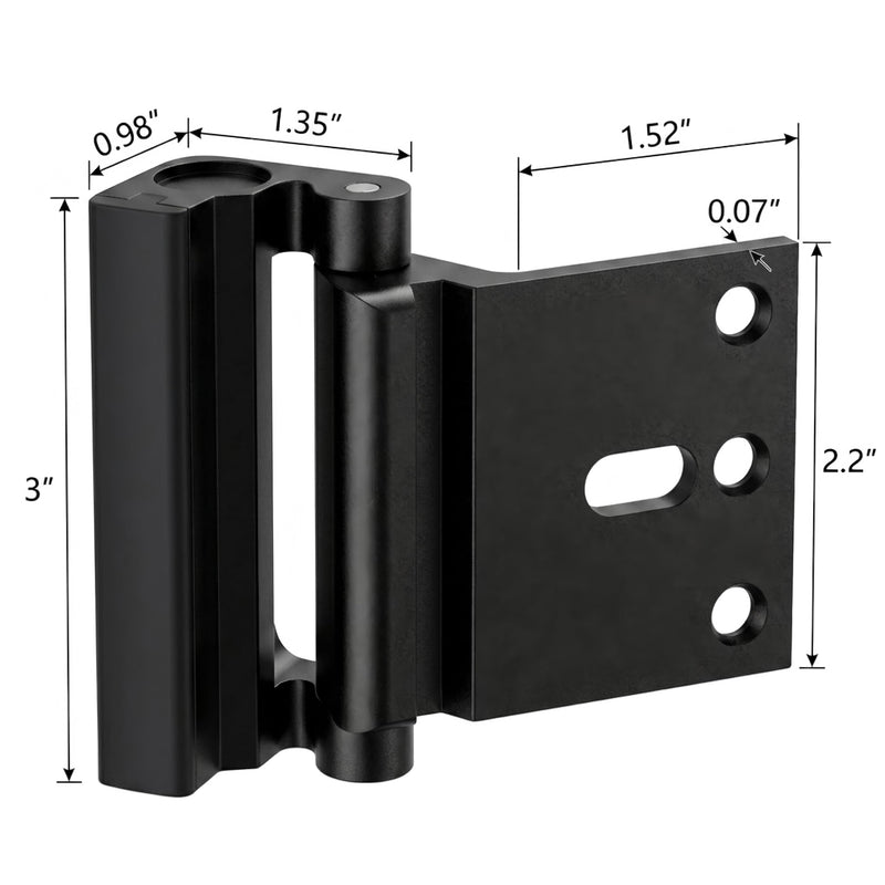 Door Reinforcement Lock 2 Pack, Home Security & Kids Safety | 800lbs Kick-in Defense; INWARD Swing Doors ONLY; Childproof Pinch-to-Unlock; Heavy-Duty Aluminum; Free Drill Bit Included