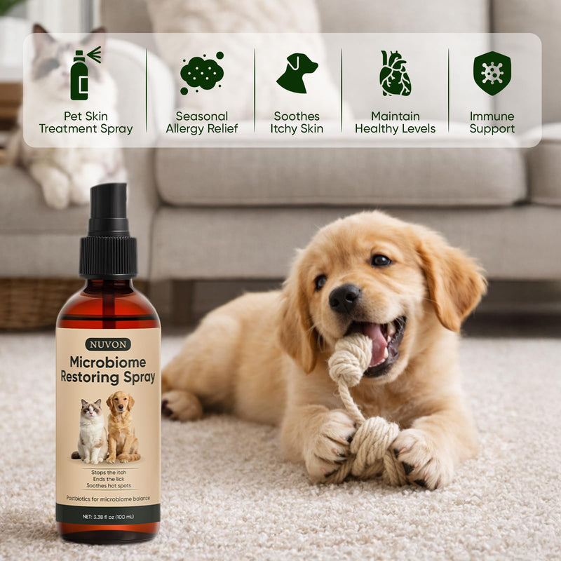 NUVON Postbiotic Spray - Hot Spot Treatment for Dogs & Cats - Helps Alleviate Sensitive Skin, Scratching, and Licking of Coat - 3.38 fl oz 1