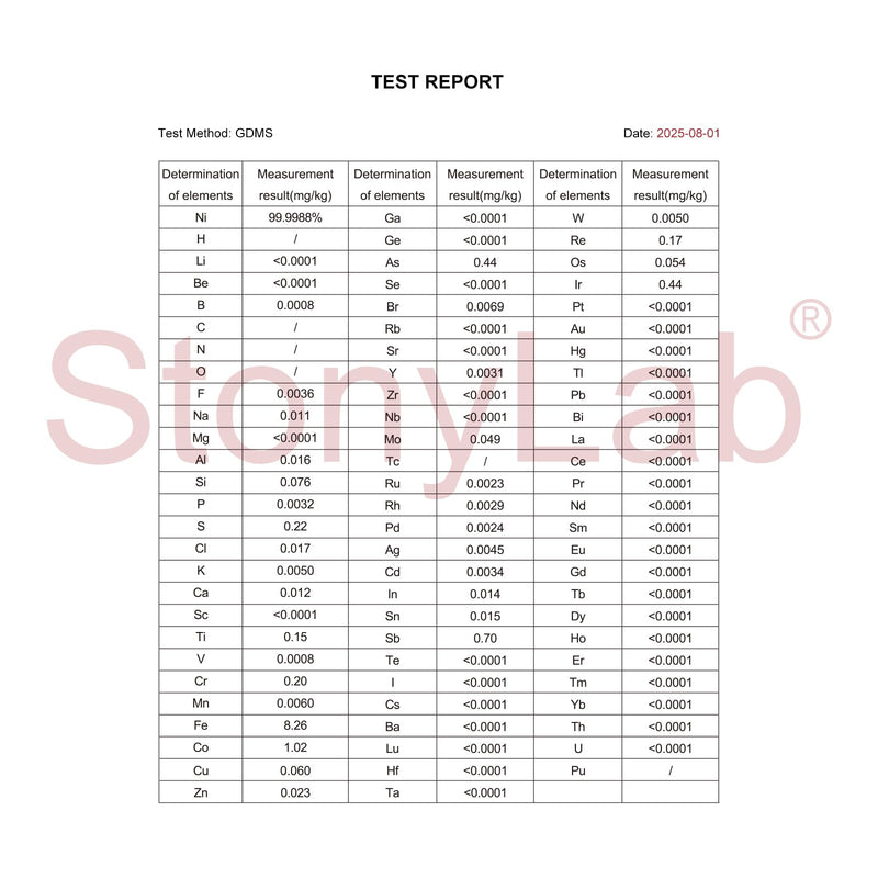 stonylab Nickel Foam, 100x100x2 mm, GDMS Tested, Porous Structure for Electrochemical Research, 1 Piece