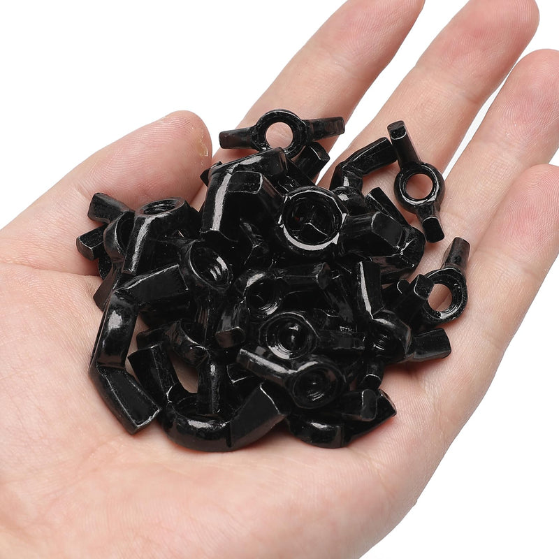 20 PCS 3/8-16 Wingnuts, Carbon Steel Wing Nuts Black Zinc Plated Fasteners Parts Butterfly Nut (Black, 3/8-16)