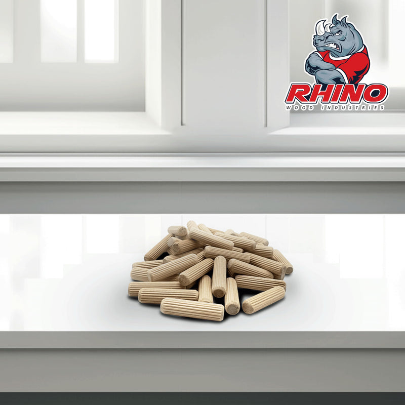 1/2" x 2" - 50 Pack Wooden Dowel Pins - Kiln Dried, Fluted, and Beveled (1/2" x 2", 50pk) 1/2" x 2"