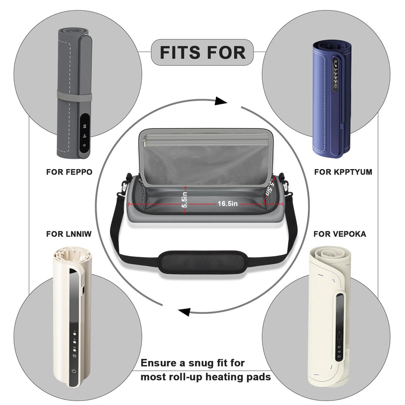 Food Warming Mat Bag, Universal Roll Up Hot Plates Heating Pad Storage Holder for KPPTYUM, for itrusou, for LNNIW, for Relixcozy& More Electric Warmer Tray, Ideal for Parties, Buffet, Travel-Case Only Grey