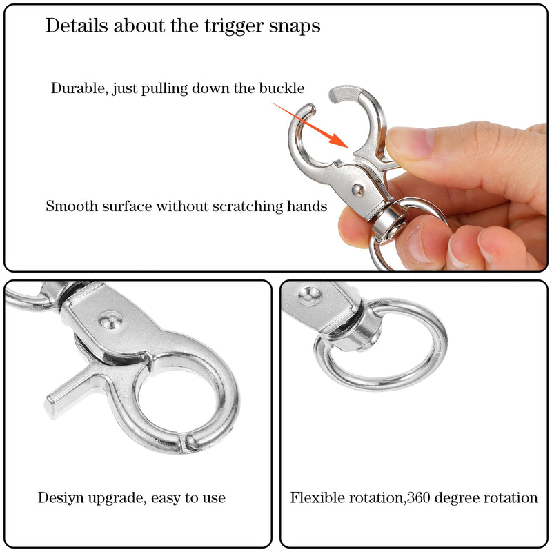 36PCS Trigger Snap Hooks 2.32'' x 0.82'' Heavy Duty Swivel Snap Hooks Metal Clasps Lanyard Clips Durable Trigger Snaps for Pet Cage Key Chains Dog Leash