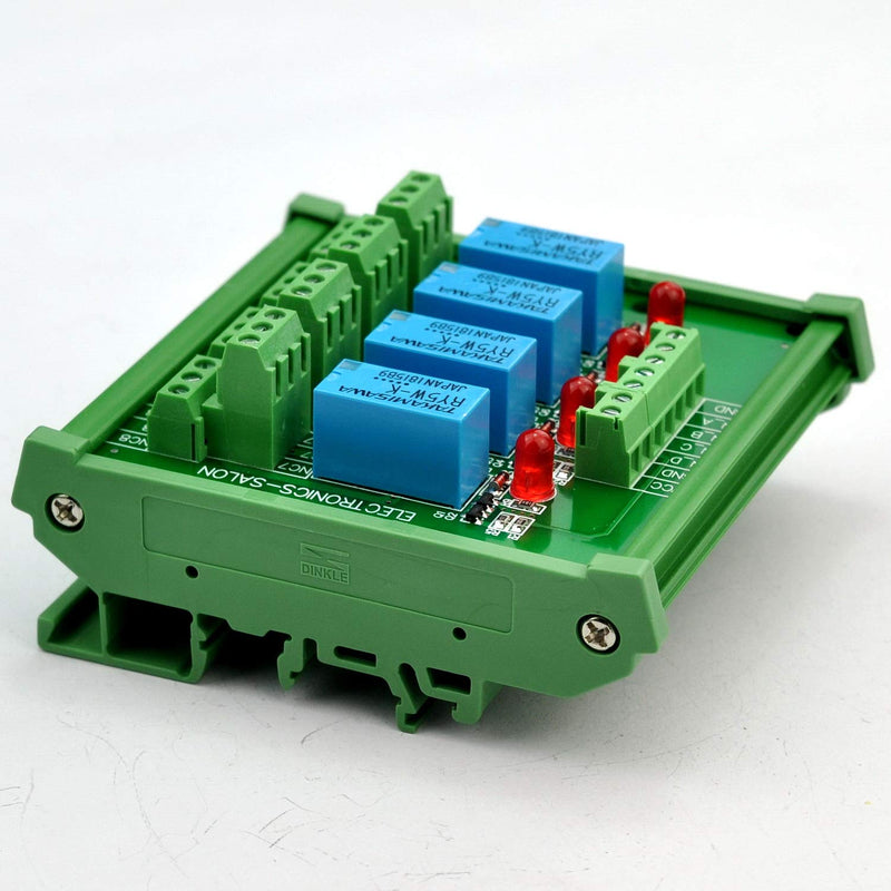 Electronics-Salon DIN Rail Mount 4 DPDT Signal Relay Interface Module, DC 5V Version.