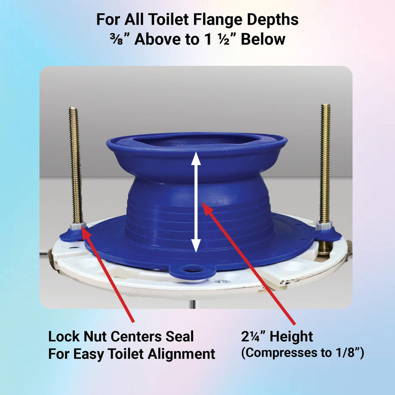 One N Done Toilet Flange Repair Kit - Complete Toilet Seal Repair For Wax Seal, Rubber Gasket Ring,Tool-Free Nuts Includes 3 1/2-Inch Locking Zinc Bolts, Easy Toilet Bowl Repair (Pack of1)