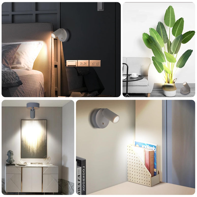LED Wireless Spotlights with Remote Up Lights Indoor Dimmable Picture Light Battery Operated with Timer, Rechargeable Spot Lights Accent Uplighting for Plant Wall Art Dartboard White