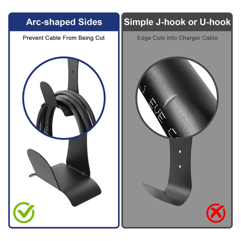 EV Charger Holder Cable Organizer Wall-Aligned Mount J1772 Holder, Space-Saving, No Cable Cutting, Electric Car Charger Cord Holder & Plug Holster Dock for J1772 Connector Charger Cable Holder