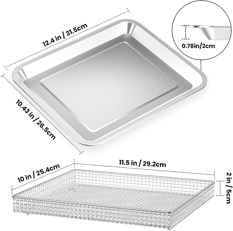 Stainless Steel Baking Tray Pan and Air Fryer Basket Compatible with Cuisinart Airfryer TOA-060 and TOA-065 and TOA-070 (with Cuisinart TOA-060 and TOA-065) with Cuisinart TOA-060 and TOA-065