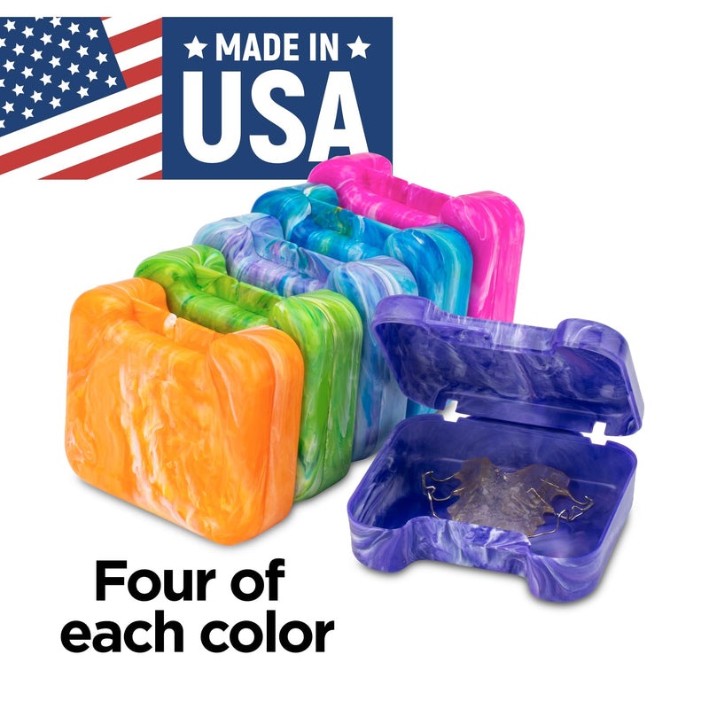 Practicon Easy Open Retainer Cases, Assorted Paradise Swirl Colors, Bulk Pack of 24