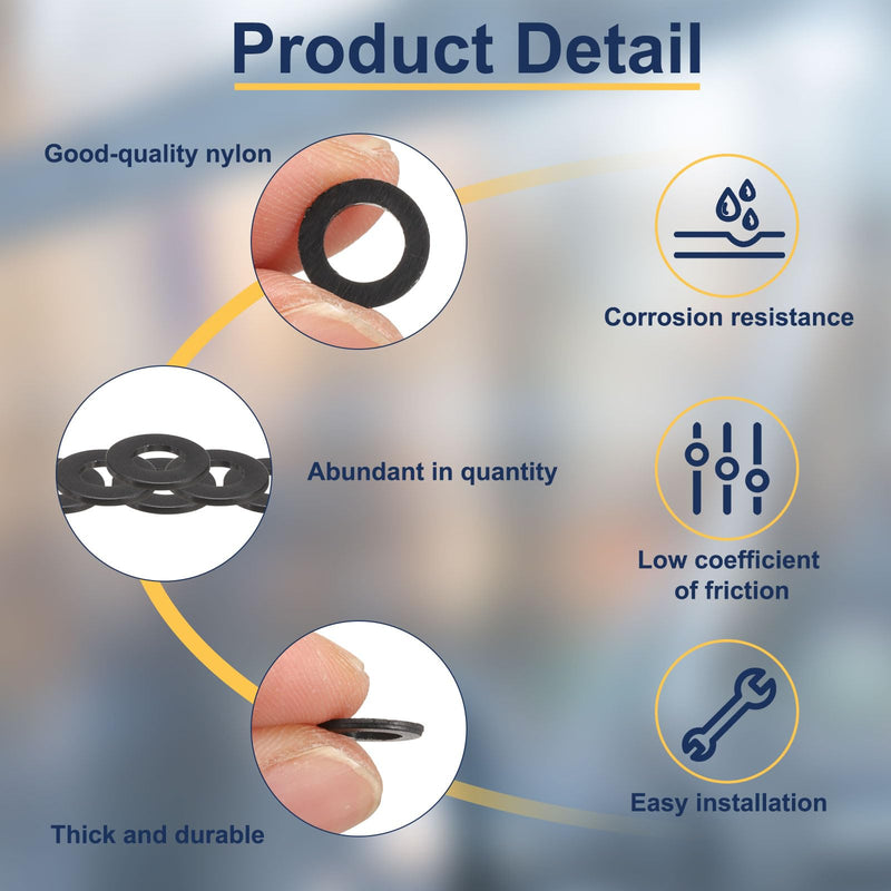 uxcell 120Pcs M3 Nylon Flat Washers 3mm ID 10mm OD 1mm Thick Plain Washer Grommets Plastic Sheet Gasket Fastener Sealing Spacer Gasket Ring, Black M3x10mmx1mm 120