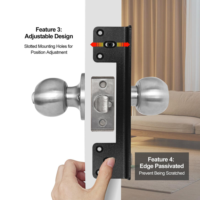 Door Latch Guard Plate 7” with 1” Offset Cover, Outswing Door Security Protector Shield, Heavy Duty Version, Door Knob/Deadbolt Latch Protector Plate (1 Pack) 1 Pack