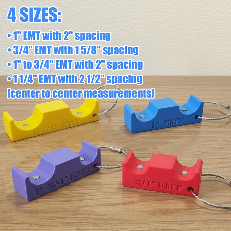 Magnetic Electrical Conduit Spacer Set 4 size（1"EMT,3/4"EMT,1"EMT-3/4"EMT, 1 1/4"EMT ） Strong magnetic hold for electrical spacers, it is an indispensable tool in an electrician's toolbox