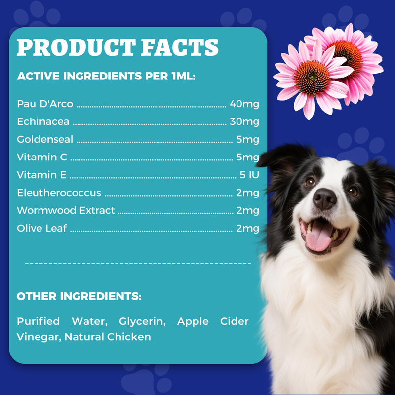 Wellix 120ml Natural Antibiotics for Cats&Dogs - Natural Herbal Supplement for Wound Care, UTI, Sneezing Treatment & Cold Relief - Cat Antibiotics Chicken Flavor for All Ages & Breeds
