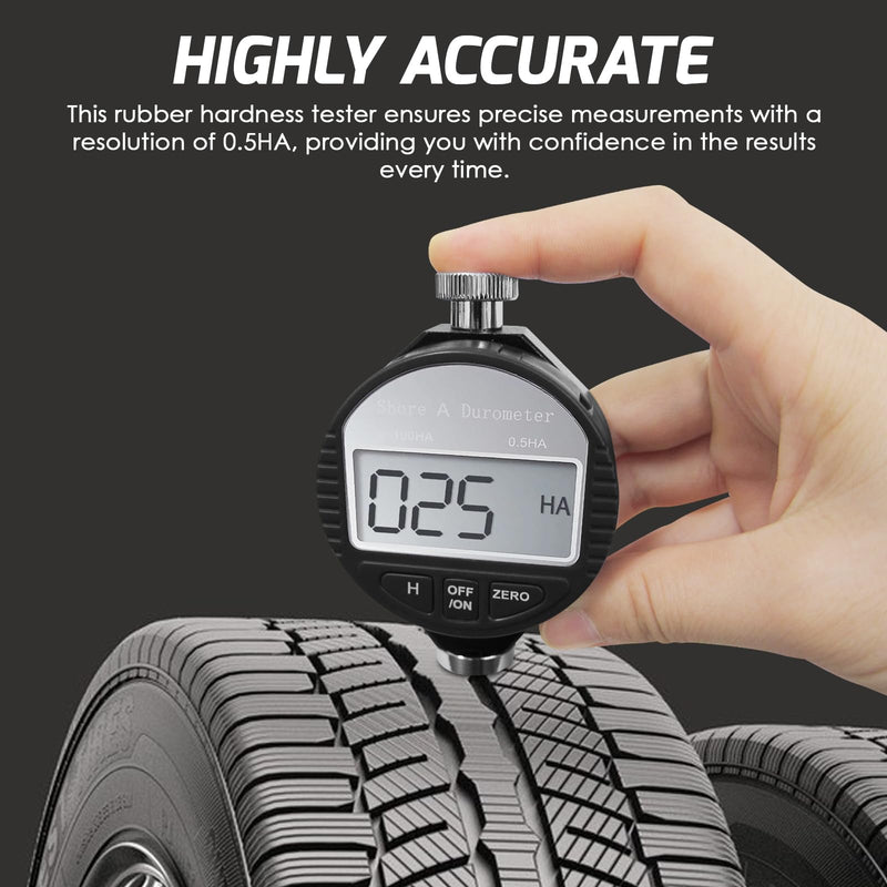 Shore A Rubber Portable Hardness Meter, Pocket Size 0-100HA Digital Hardness Durometer Meter Tester with Large LCD Display, Suitable for Rubber, Leather, Resin, Fiber, Glass, and Wax Hardness A