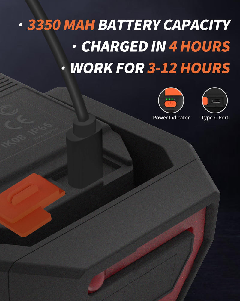 Work Light, Magnetic Rechargeable Light with 4 Modes & 150°Rotatable, 1200LM Waterproof Portable Light with 360° Rotating Hook for Emergency Car Repair, Grill, Outdoor work (1 Pack with Hook) 1 Pack ORANGE-NEW-1PK