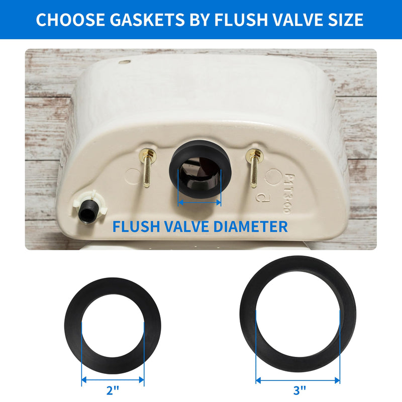 Universal Toilet Tank to Bowl Bolt & Gasket Replacement Kit – Toilet Tank Repair Kit Includes 2" and 3" Rubber Seal Gaskets, Extra-Long Brass Plated Bolts, Washers, Nuts, Fits Most 2-Piece Toilets With 2Pcs Bolts
