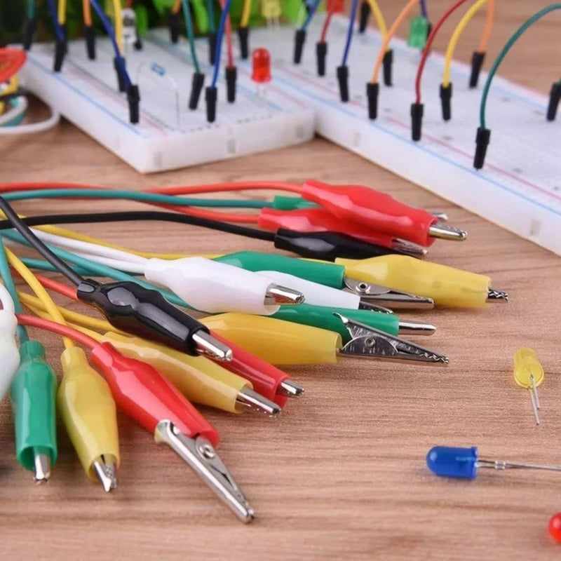 10 Pcs Alligator Clips Electrical with Wires, Preminum Crocodile Alligator Clips with Testing Probes Test Leads with Dual Ended Insulators Cable for Electric Circuit Connection, DIY School Experiments 10 PCS