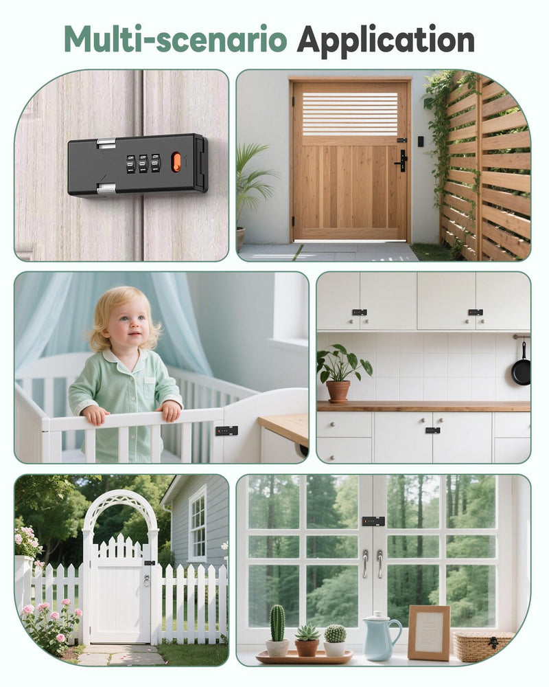 180 Degree Barn Door Combination Lock, 3 Digit Password Keyless Home Security Lock for Kitchen Cabinet, Drawer, Locker, Sliding Closet Doors - Sturdy and Practical Gate Latch (1, Black) 1