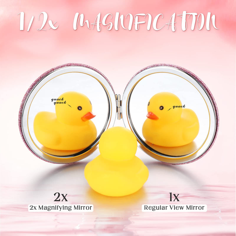 Roowest 12 Pcs Inspirational Compact Mirror Birthday Small Gifts for Mom Women Bulk Double Sided Travel Thank You for Being Awesome Makeup Magnifying Pocket Mirror for Purse(Pink) Pink