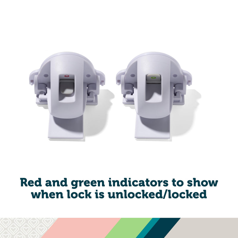 Safety 1st Adhesive Magnetic Cabinet Locks, Includes 2 Child Locks for Cabinets & Drawers, 1 Key, White 2 Locks + 1 Key