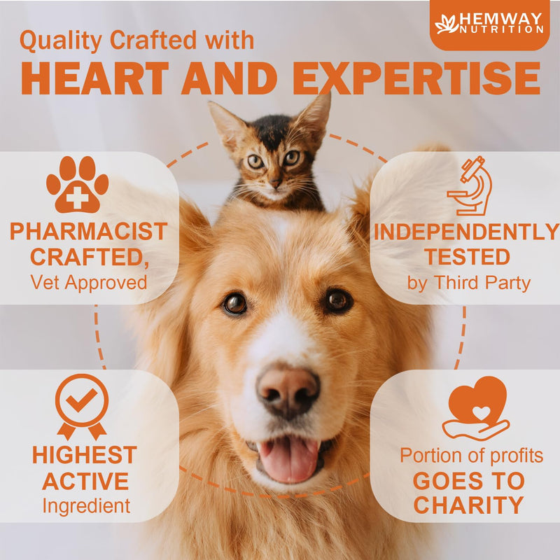(4-Pack) Organic Hеmp Oil for Dogs and Cats - Hip and Joint Support - Skin and Coat Health - Pet Calming Drop - Omega 3-6-9 and Vitamins - Vet Approved 4-Pack